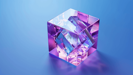 晶体移植背景图片_蓝色背景立体方形晶体的背景图