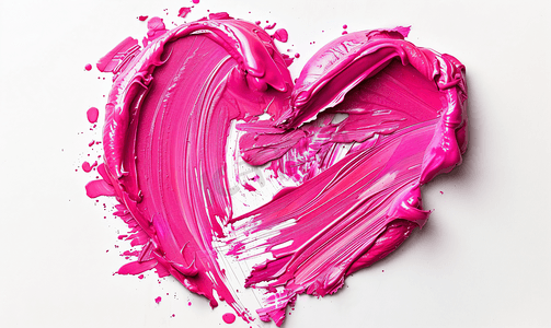 心脏形状的化妆品涂抹粉红色唇膏笔触孤立在白色背景上
