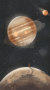 科幻太空天体木星3D星球背景