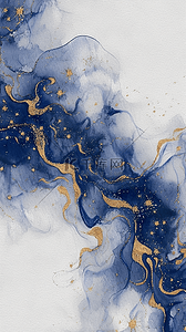 蓝金色水墨晕染纹理大理石纹理1背景图