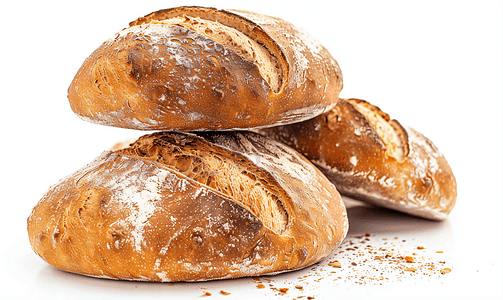 有机午餐摄影照片_白色背景上的孤立法棍面包新鲜面包