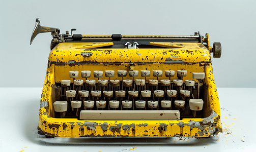 生锈的老式黄色打字机孤立