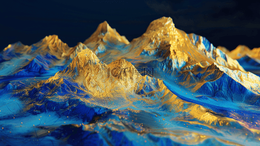 金蓝色艺术风格山脉景色的背景