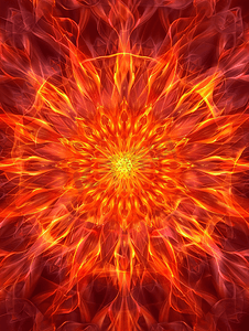 彩色红火万花筒背景抽象花与对称图案