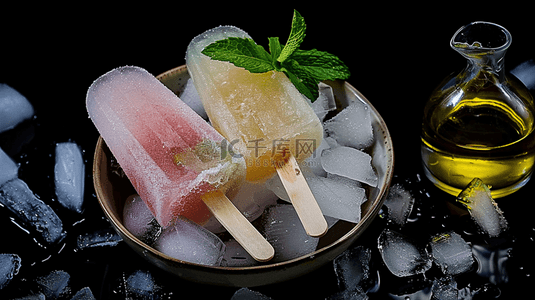 夏天清凉冰块冷饮冰棒冰棍背景图