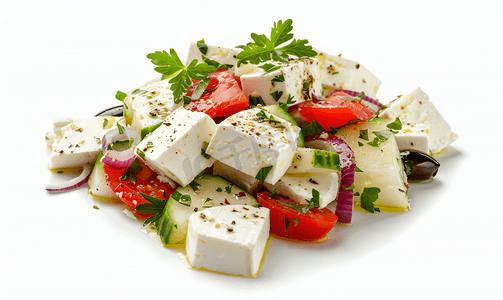希腊沙拉配大片羊奶酪