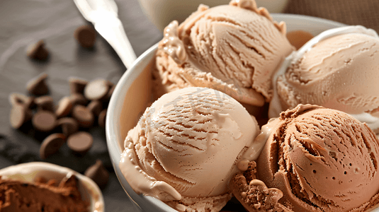 巧克力冰激凌摄影照片_奶油巧克力冰淇淋6