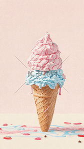 夏天冷饮3D草莓奶油冰淇淋球图片