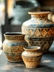 泰国艺术摄影照片_泰国文化拉差汶里府的传统陶瓷
