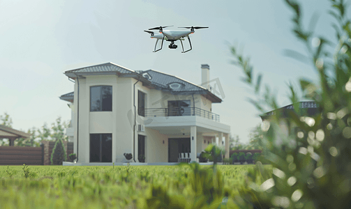 无人机四轴飞行器飞行检查和拍摄房屋