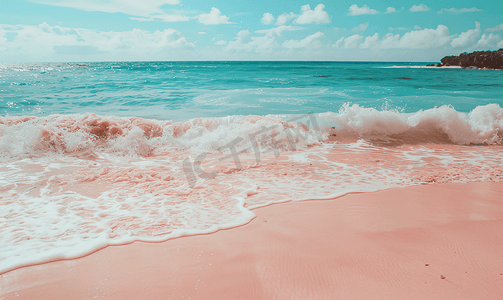 百慕大乔布森湾海滩的粉色沙滩
