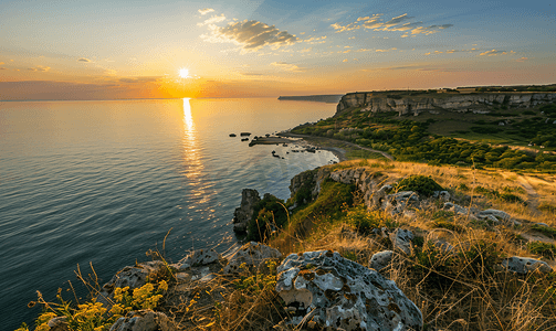 黑海摄影照片_黄金时段卡利亚克拉角黑海美景