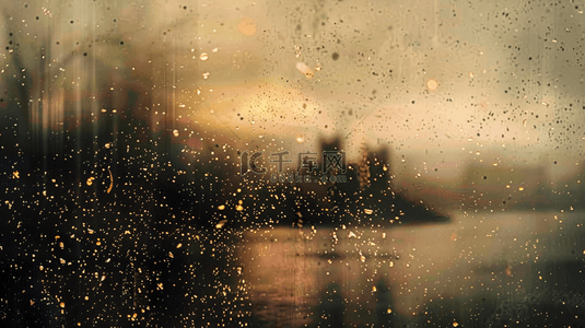昏暗雨天里的城市光影背景