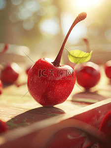 摆放红色水果樱桃的背景图