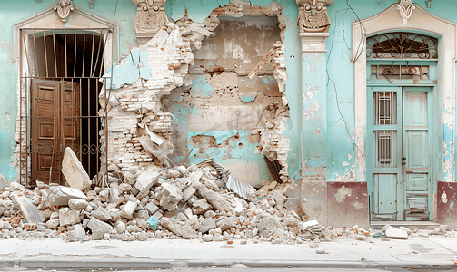 城市高度摄影照片_古巴哈瓦那老哈瓦那附近的老建筑正在倒塌