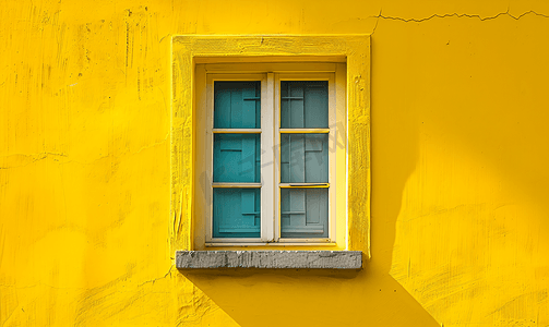 窗户涂成黄色的墙