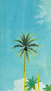 水彩风夏日海岛椰子树背景