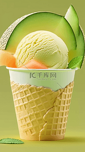 夏日清凉饮品西瓜哈密瓜味冰淇淋背景图