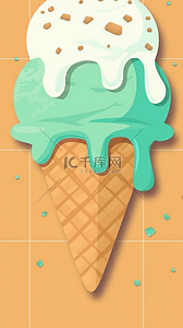 清凉夏日白绿色冷饮冰淇淋筒设计图