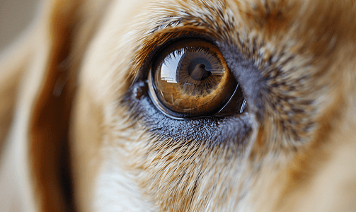 拉布拉多猎犬的一只棕色眼睛动物狗眼的宏观照片