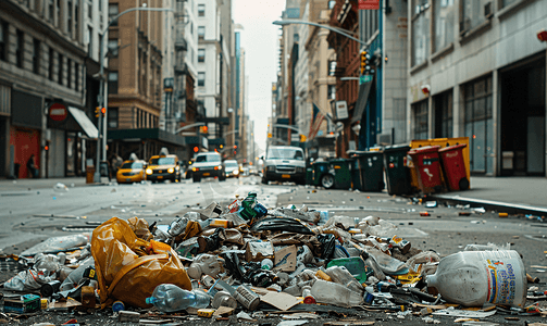 纽约摄影照片_纽约街头的垃圾