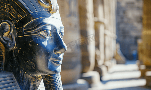 埃及卢克索柱状大厅里的古董雕像