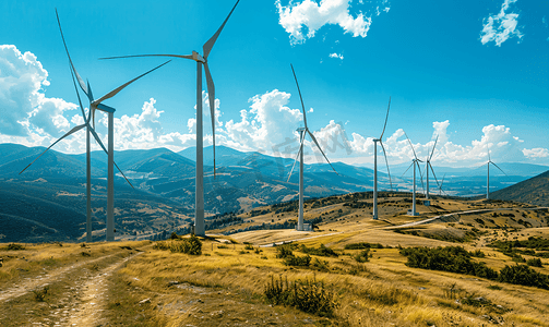 可替代能源摄影照片_乌克兰山区风力涡轮机乌克兰节能