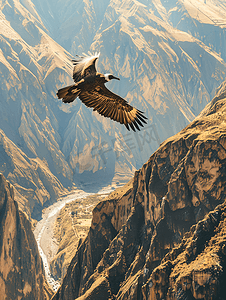 秃鹫飞越秘鲁科尔卡峡谷