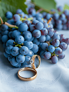 蓝色一串葡萄和结婚戒指
