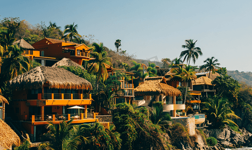 墨西哥埃斯孔迪多港热带天堂的酒店建筑房屋