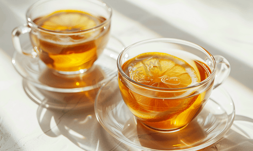 两杯蜂蜜柠檬温柚子茶