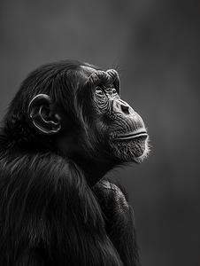 黑色和白色的猿黑猩猩猴子