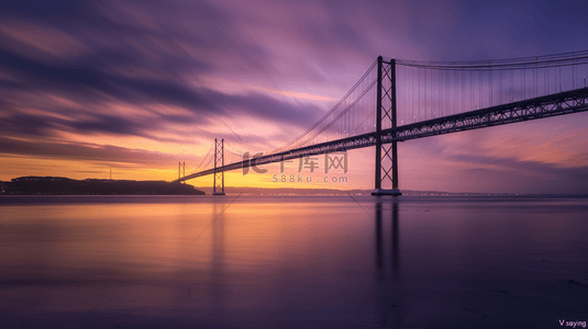 铁马大桥背景图片_都市风光夕阳下的海湾跨海大桥设计图