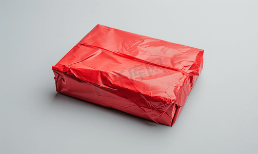 白色背景上孤立的红色包装特写
