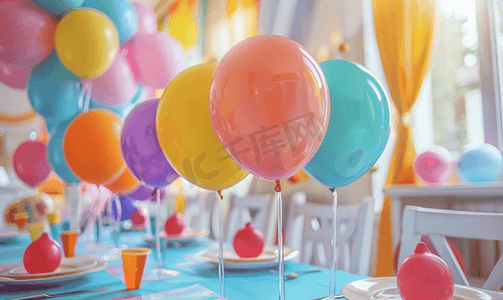 节日餐桌上的气球