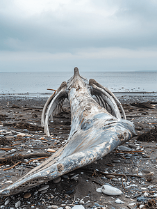 海滩上的死鲸鱼骨头