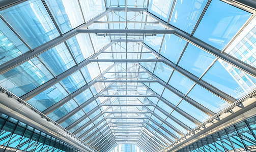 玻璃天花板透明屋顶现代车站细节钢结构