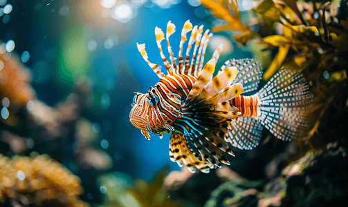 海底世界水族馆里的狮子鱼