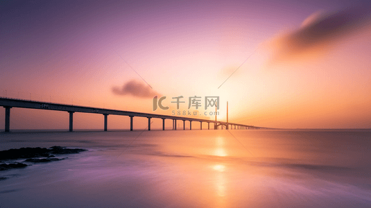 都市风光夕阳下的海湾跨海大桥设计