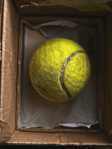 盒子里的旧老式网球