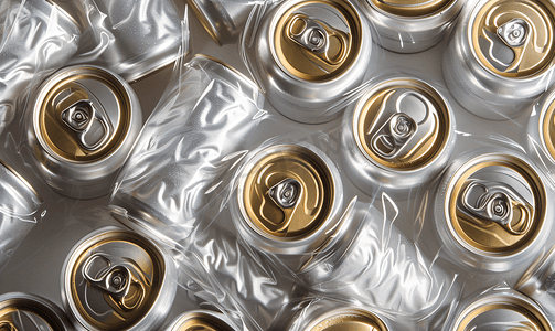 啤酒罐顶视图图像铝质啤酒罐保鲜膜锡罐