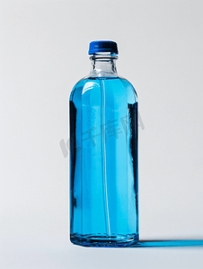 白色背景中分离出自制化学品的蓝瓶