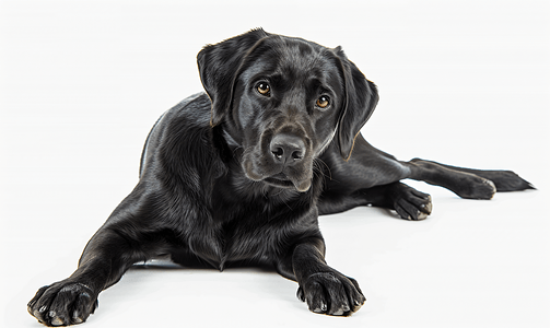 拉布拉多猎犬隔离狗在白色背景上是黑色的动物宠物