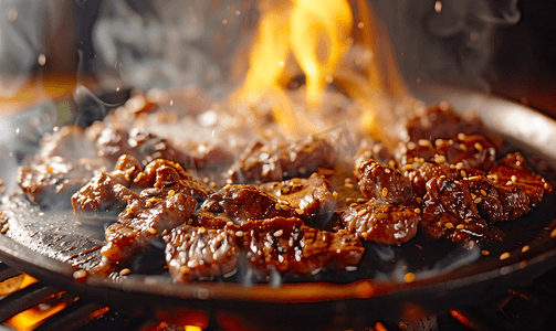 火焰烤牛肉日式烤肉