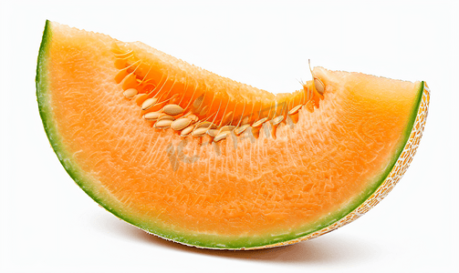 一块成熟的瓜子有种子橙子果肉白色背景上孤立
