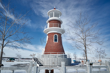 严寒地区摄影照片_河北省张家口地区沽源县天鹅湖景区雪后风光