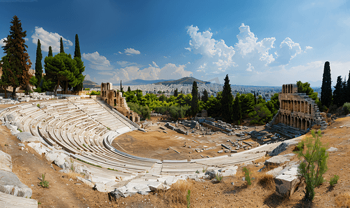 以希腊雅典为背景的古剧院