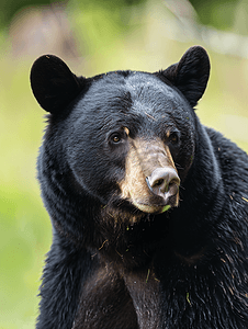 阿拉斯加绿色背景中的一只孤立的黑熊
