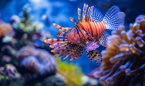 海底世界水族馆里的狮子鱼