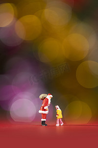 故障风海报素材摄影照片_圣诞老人与孩子圣诞节星光背景